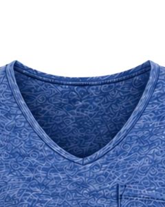 Camiseta con cuello en V para mujer, camiseta informal con bolsillo y manga corta, Top ligero y transpirable a la moda de verano, ajuste elegante, color azul con patrón abstracto - Product Image 4