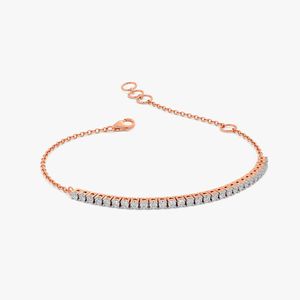 Pulsera de Cadena Clásica con Diamantes Cultivados en Laboratorio en Oro Rosa - Product Image 3