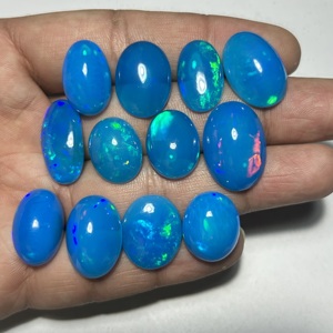 Opale naturelle super fine, taille ovale, cabochon, véritable opale d'Éthiopie Welo, couleur bleu Pryba, opale Welo en vrac pour bijoux - Product Image 5