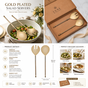Ensemble de cuillères et fourchettes de service en or mat moderne avec design de manche torsadé pour les occasions de mariage - Product Image 5