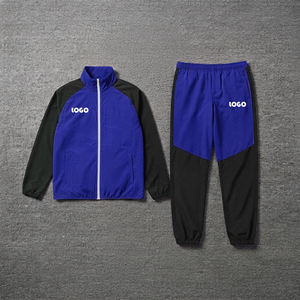 Custom Made Wholesale <b>Plus</b> <b>Size</b> Nylon Tracksuits Color Block Zip-Up Waterproof Windbreaker Jacket Baggy <b>Pants</b> <b>2</b>-<b>Piece</b> <b>Set</b> Men - Product Image 4