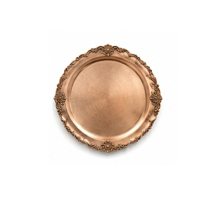Assiette de service vintage en cuivre, ronde, faite à la main, en métal poli, style design, motif uni, vaisselle de mariage - Product Image 5