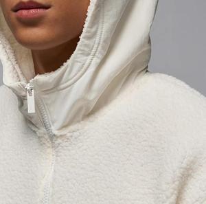 Unisex <b>White</b> Fleece Hooded <b>Quarter</b> <b>Zip</b> Sweatshirt Regular Fit Front Pocket Casual Winter Wear Lined Raglan Sleeve Breathable - Product Image 2