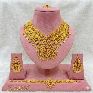 คุณภาพสูง MOLL JEWELLERS ชุดสร้อยคอสร้อยข้อมือเจ้าสาวประดับเพชรเซอร์คอนหินชุบทอง 24K ความยาว 18 นิ้วอินเทรนด์ A-53103 - Product Image 3