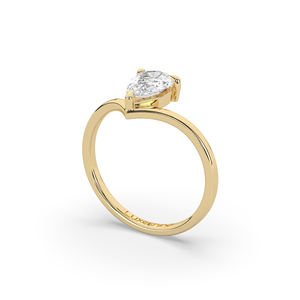 Bague légère en or 14 carats avec diamant de laboratoire taille poire de 1,10 carat, design unique, alliance d'anniversaire, or massif 10 carats, fournisseur de bijoux fins - Product Image 4