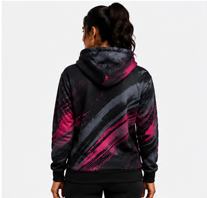 Sudadera con Capucha Personalizada para Mujer, Impresión por Sublimación, Patrón Geométrico, Rosa, Negro, Gris, Secado Rápido, Tejido de Poliéster, Manga Larga, OEM - Product Image 6