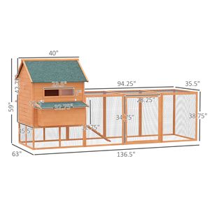 XL in legno massello 137 di pollaio per esterni Kit di nidificazione gabbia per pollame per cortile arancione Coop attrezzature per la zootecnia - Product Image 3