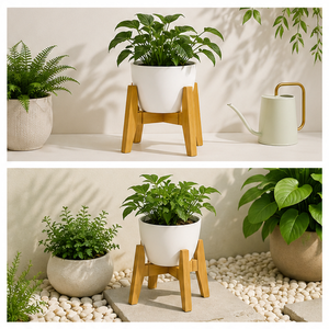 Indoor Plant Stand Deluxe Quality Wood Flower <b>Pot</b> <b>Holder</b> for Living Room Minimalist Adjustable Planter Display Rack Low Price - Product Image 4
