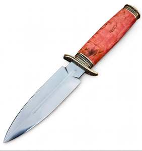 Herramienta de preparación para exteriores hecha a mano con punta de lanza de acero satinado, madera de coral rojo y guardacuchillas de latón, pieza decorativa. - Product Image 6