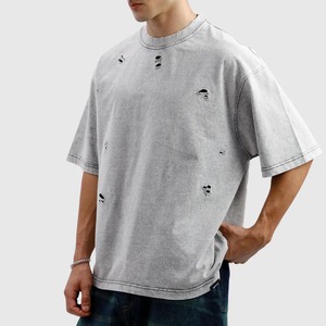 T-shirts vierges vintage usés en gros pour OEM, streetwear, t-shirt à logo imprimé, t-shirt oversize épais - Product Image 1