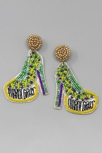 Pendientes Ligeros de Tacón Alto con Texto Personalizado de Mardi Gras, Pendientes Colgantes con Pedrería para Mujeres y Niñas, Ideales para Fiestas y Eventos - Product Image 1