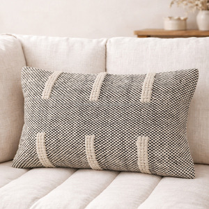 Housse de coussin lombaire rayée bohème 30x50, tissée à la main, texturée, lavable, style bohème chic, à prix avantageux - Product Image 6