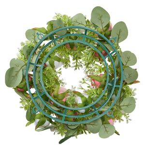 Ghirlanda di Rose Artificiali Rosa e Bianche, Diametro 14 Pollici, Composizione Floreale Centrotavola per San Valentino, Decorazione Verde - Product Image 2