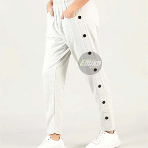 Emiko Industry Women's Loose Pants Solid Color Button Down Joggers Elastic Waist Casual <b>Trousers</b> Trending Design <b>Trousers</b> - Product Image 6