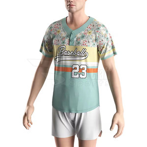 Breathable Sublimation Printed Baseball Two <b>Button</b> Shirts Comfortable Baseball Two <b>Button</b> Shirts - Product Image 5