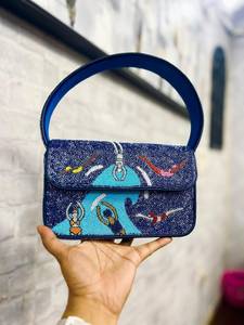 Handmade Embroidered Rectangular Handbag With Colorful Character Pattern Textile Craft - Product Image 4