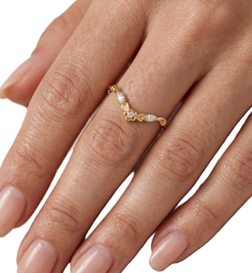Bague de mariage délicate en or massif 14K 18K avec diamant de laboratoire rond, marquise et chevron, style minimaliste, certifiée IGI, vente en gros - Product Image 6