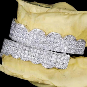 Invisibleset Princess Cut Diamond Grillz - Moissanite Vvs Qualité Glacé Bussed Downs Hip Hop Bijoux Pour Rappeurs - Product Image 3