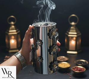 Porte-encens du Moyen-Orient en métal et bois, écologique, durable, fait main, motif floral, découpe au laser, diffuseur d'encens pour le Ramadan - Product Image 2