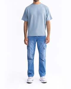 เสื้อยืดผู้ชายดีไซน์ใหม่ เสื้อยืดผู้ชายปากีสถาน เสื้อยืดคอตตอนคุณภาพสูงสั่งทำพิเศษ เสื้อยืดคอกลมสีฟ้าอ่อนสำหรับผู้ชาย รับผลิตแบบ OEM พร้อมสกรีนโลโก้ - Product Image 4