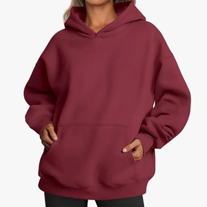Sudadera con Capucha Extra Grande para Mujer, Color Verde Sólido, 100% Algodón, Tejida, Manga Larga, con Bolsillos, para Otoño - Product Image 2