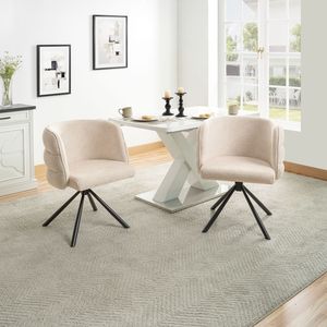 Set di 2 Sedie da Pranzo Moderne Girevoli a 270 Gradi, Sedie da Ufficio Imbottite con Base in Metallo per Camera da Letto e Soggiorno - Product Image 3