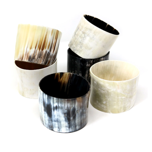 Handmade Bamboo Decorative Craft Antique Buffalo Horn Flower <b>Vase</b> <b>Set</b> Two Sizes Rustic Design Style India RR ENTERPRISES - Product Image 1