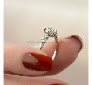 Anillo de Diamantes de Lujo en Forma de Corazón en Oro Blanco Sólido con Piedras Laterales, Anillo de Compromiso Romántico, Joyería Fina para Novia, San Valentín - Product Image 3