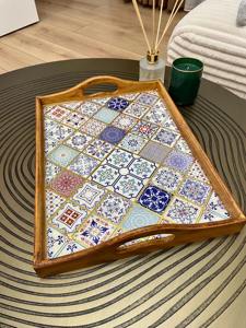 Plateau en bois imprimé style vintage, plateau rustique en bois imprimé pour décoration de style ferme, plateau de service en gros - Product Image 6