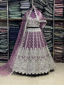 Lehenga Choli moderne brodé papillon en tulle, longueur ras du sol, pour mariage, Diwali, bal de promo - Product Image 5