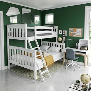 White Pine Twin Bunk <b>Bed</b> Solid Wood Platform Design <b>Space</b> <b>Saving</b> Bedroom Furniture Scandinavian Style - Product Image 4