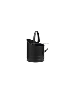 Cubo de carbón de hierro antiguo hecho a mano decorativo para almacenamiento de madera de chimenea con acabado rústico negro y mango duradero - Product Image 5