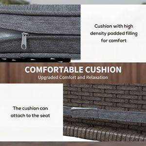 Set da 3 Pezzi per Esterni: Tavolo Effetto Legno e 2 Sgabelli in Rattan Intrecciato, Resistente alle Intemperie, Grigio, per Veranda o Giardino - Product Image 5