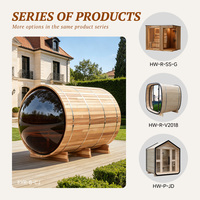 Sauna Exterior Tipo Barril con Ventana Panorámica Completa, Integración Inteligente con WiFi, Certificación ETL, Madera de Cedro Rojo, Proyecto Hotelero en Filipinas