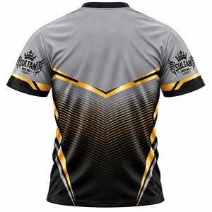เสื้อเจอร์ซีย์แขนสั้นคอกลมทรงปกติสำหรับผู้ชาย ผ้าโพลีเอสเตอร์ 100% ลายทาง ระบายอากาศได้ดี ทอแบบสปอร์ต พิมพ์ลายดิจิตอลโลโก้ด้านหน้า - Product Image 2