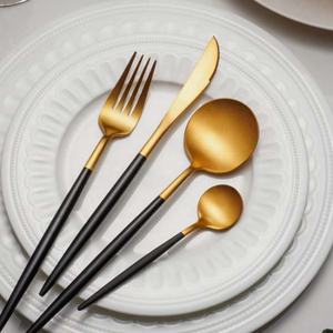 Portugal Western <b>Gold</b> Fork Spoon <b>Cutlery</b> Fabulous Modern Long Thick Handle Steel Knives and Spoon Fork <b>Cutlery</b> <b>Set</b> - Product Image 2