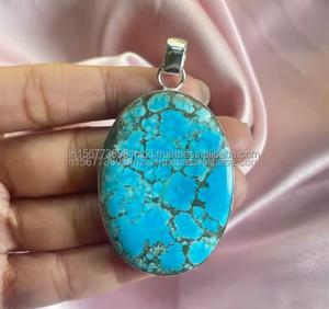 Pendentif en argent sterling 925 fait main avec pierre précieuse turquoise naturelle bijoux fins pour cadeau d'anniversaire pendentif en pierre unique - Product Image 5