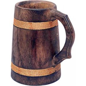 Handmade Rustic Solid Wood Tankard <b>Beer</b> Mug Durable Indoor Home Decor Kitchen Use Round Shape All Seasons - Product Image 5