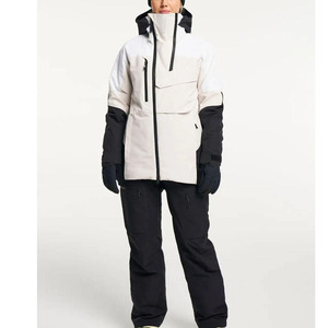 Custom <b>Women</b>’s 2-Piece <b>Ski</b> Snowboard Suit <b>White</b> Hooded <b>Jacket</b> and Black Snow Pants - Product Image 1