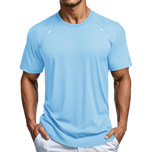 Camiseta de Punto para Hombre, Cuello Redondo, Color Sólido, Manga Corta, Corte Regular, Secado Rápido, Informal, Gris, para Gimnasio, Último Modelo 2026 - Product Image 3