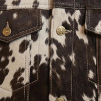 Veste en cuir d'agneau véritable style western marron et blanc, coupe vintage professionnelle personnalisée, qualité supérieure, imperméable à l'avant