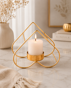 Golden Heart Shape Metal <b>Tea</b> Light Candle Holder for Home Decor Decorative Metal Candle <b>Stand</b> Dining & Festive Decor - Product Image 1