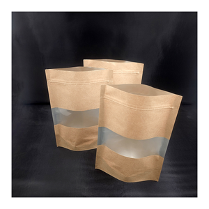 Sac alimentaire en papier kraft avec fenêtre marron avec impression personnalisée et cravate - Product Image 3