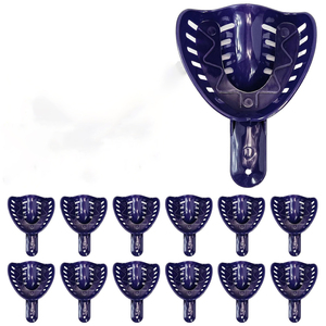 Juego Profesional de 12 Bandejas de Impresión Dental de Plástico Morado | # 1 Bolsa Grande de Plástico Rígido Desechable con Parte Superior Perforada para Bandejas - Product Image 1
