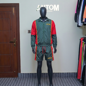 Men's 2-Piece Custom Hooded Casual Windbreaker Shorts and Jacket <b>Set</b> <b>Waterproof</b> Lightweight Summer Wear Contrast Color - Product Image 3