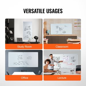 "Magnetic Glass <b>Whiteboard</b> 72"x36" <b>Wall</b>-Mounted Aluminum Frame Frameless Dry Erase Marker Tray & Eraser" - Product Image 2