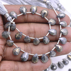 Lot en gros de perles de pierre précieuse naturelle Silverite noire faites à la main, facettées en forme de poire, de qualité supérieure pour la fabrication de bijoux (colliers, bracelets, boucles d'oreilles) - Product Image 3