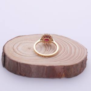 IGI Certified Cushion Cut Ruby Halo Diamond Ring in <b>Solid</b> 925 Sterling <b>Silver</b> - Product Image 4