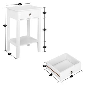 Comodino e Tavolino da Caffè a Due Livelli FCH Bianco RT con Cassetto, Eleganti Comodini - Product Image 6