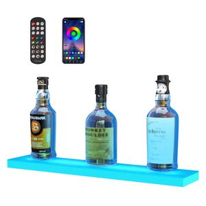24\" 1-Step White LED Lighted Liquor Bottle <b>Display</b> Bar Shelf RF and App Controlled <b>Wall</b> & <b>Display</b> Shelves - Product Image 1